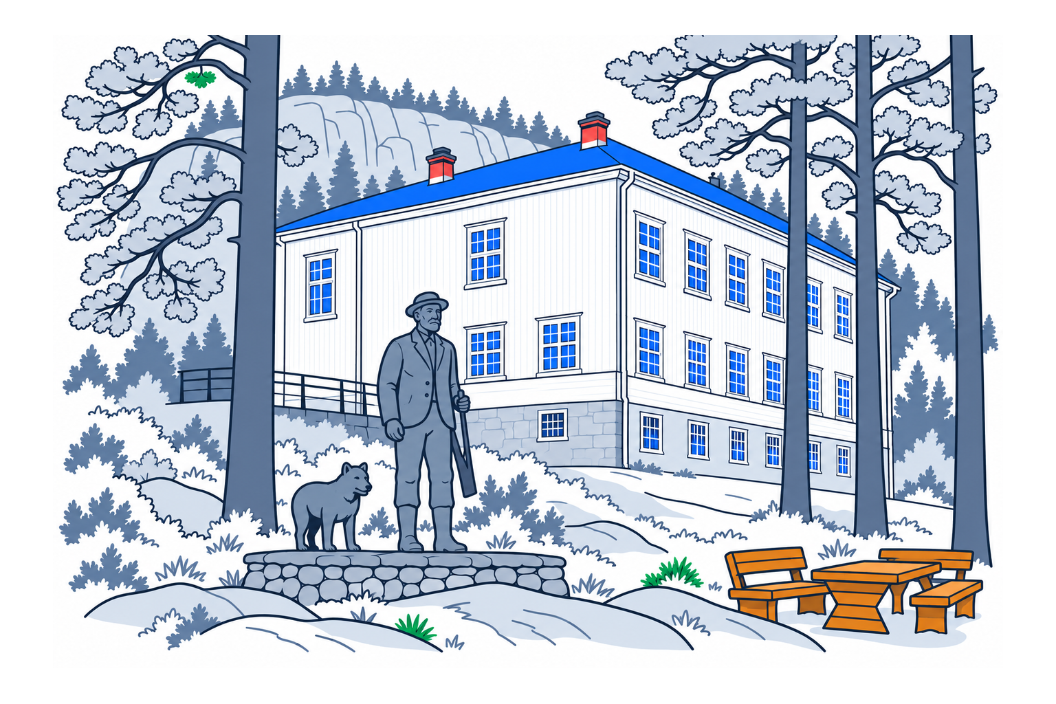 SamfunnPrep illustration showing Elvarheim museum.