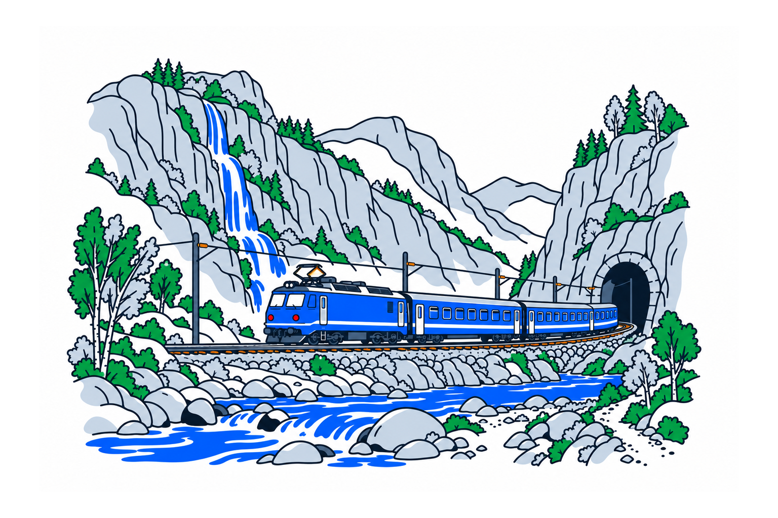 SamfunnPrep illustration showing Flåmsbana.