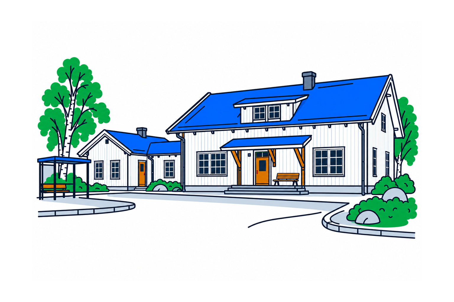 SamfunnPrep illustration: Bjørkelangen stasjon, Aurskog-Høland. The historic railway station beside the terminal.