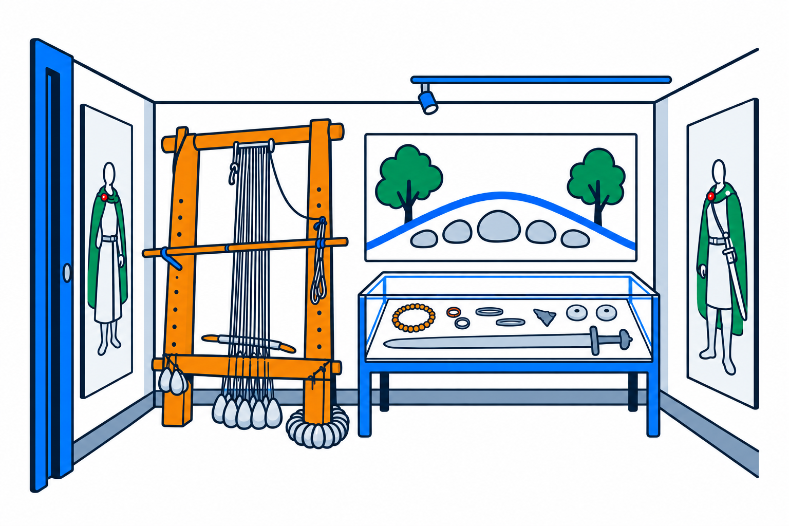 SamfunnPrep illustration showing Vikingutstillinga på Bygland bibliotek.