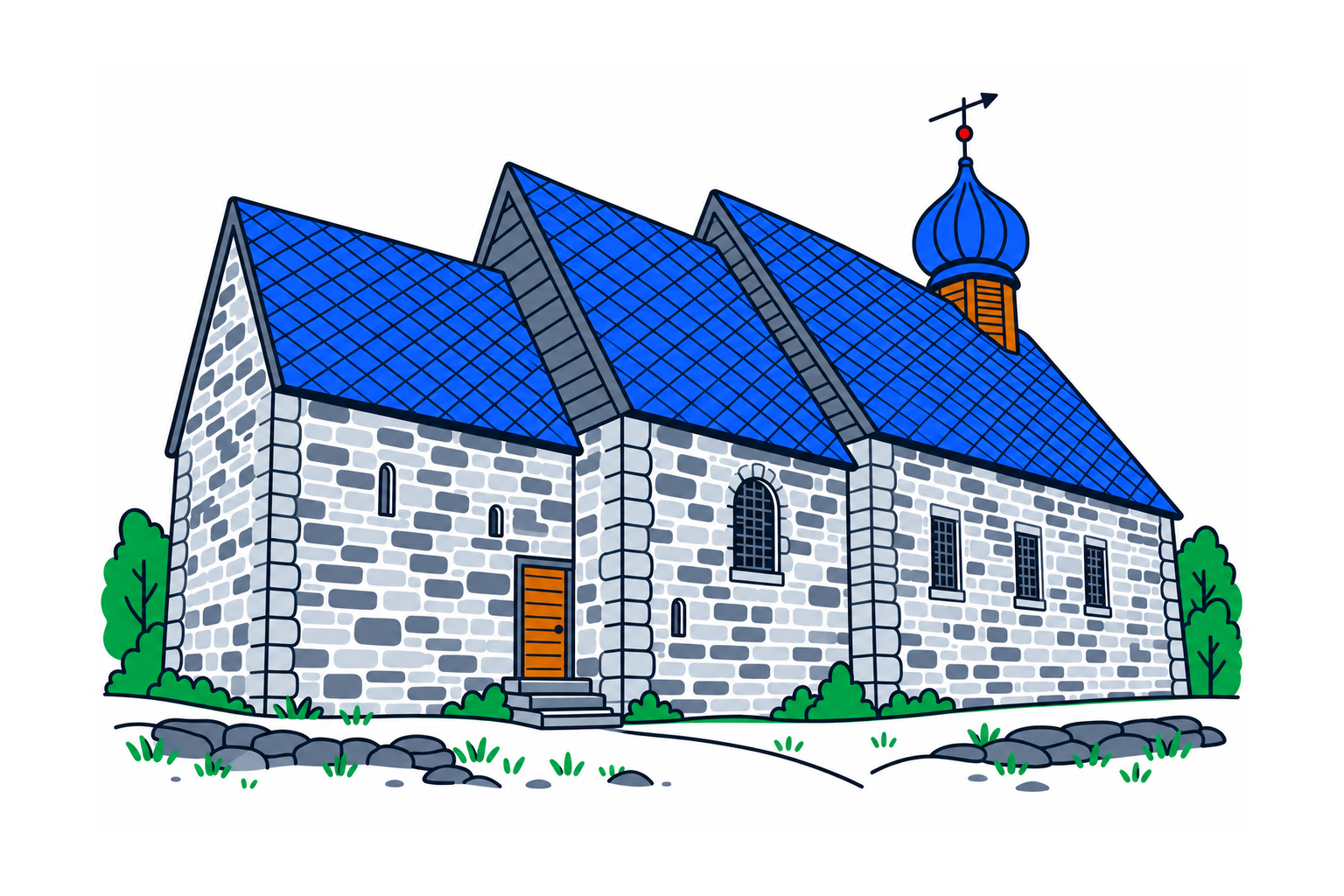SamfunnPrep illustration of medieval Dønnes kirke on Dønna