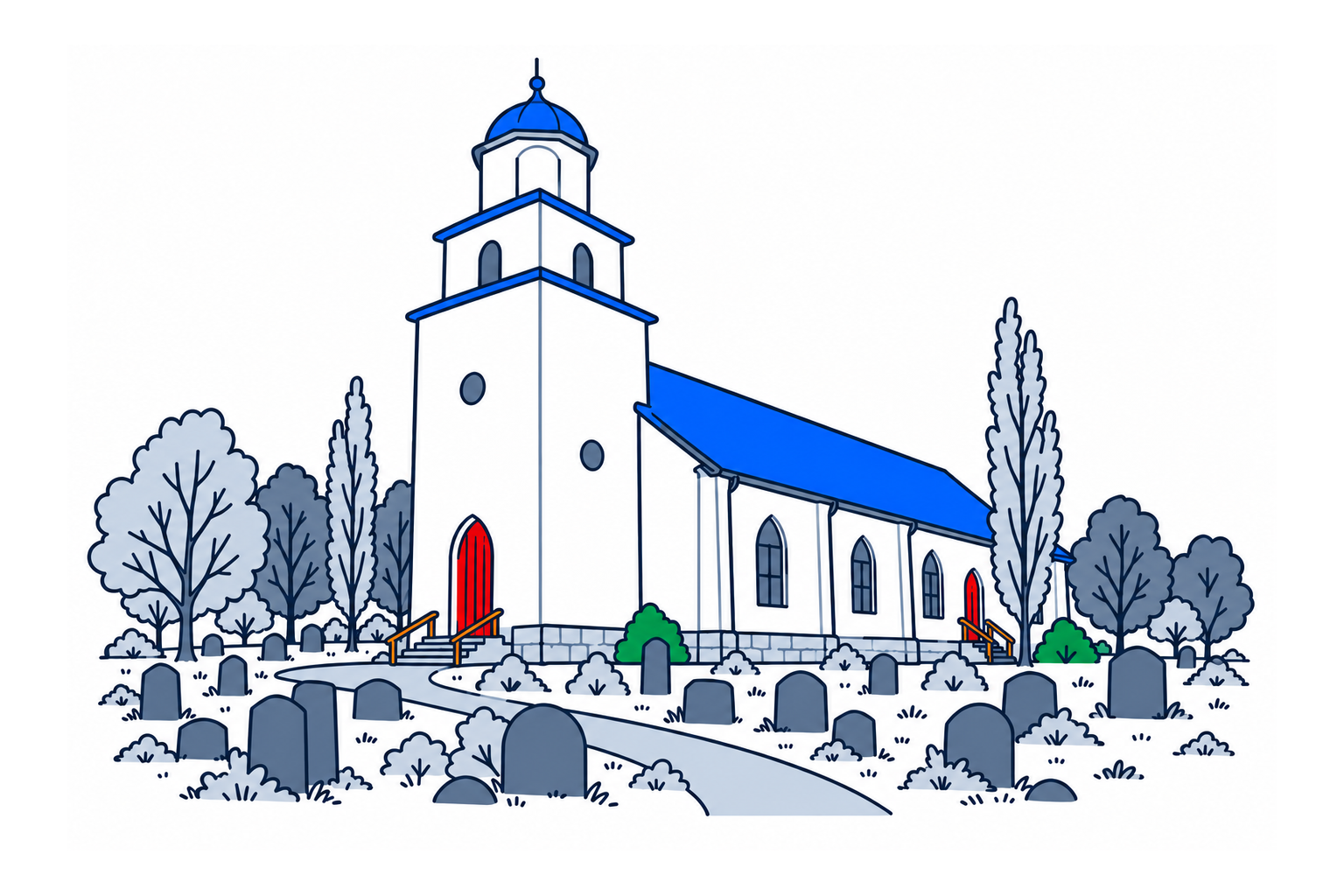 SamfunnPrep illustration: Grue kirke, Grue. The masonry parish church in Kirkenær.