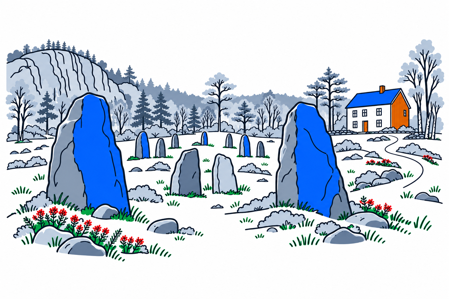 SamfunnPrep illustration showing Tingvatn fornminnepark.