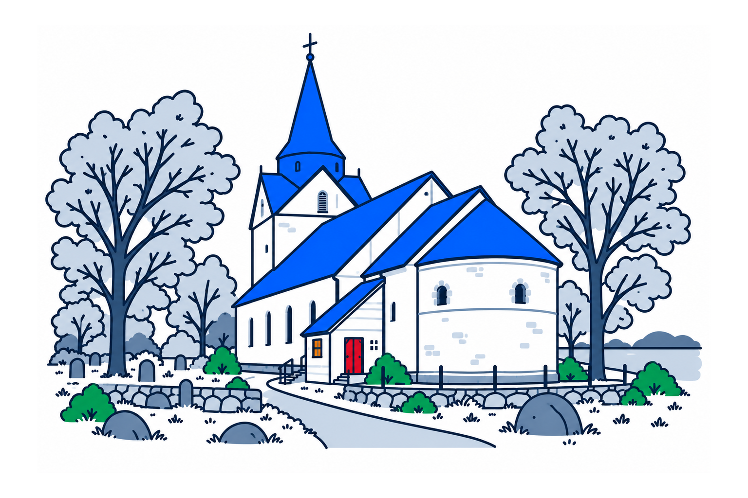 SamfunnPrep illustration of medieval Herøy kirke in Nordland