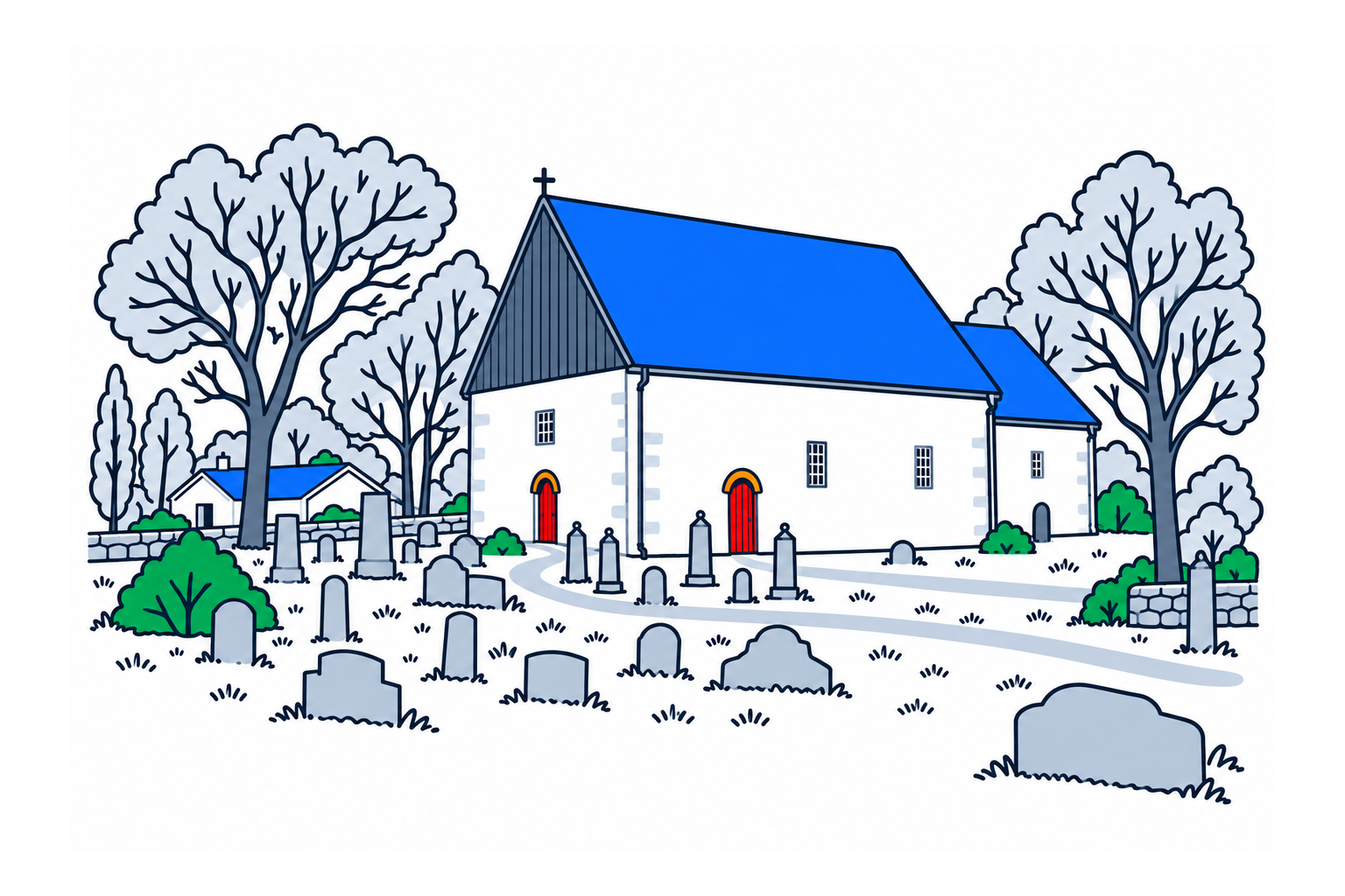 SamfunnPrep illustration: Hvaler kirke, Hvaler. The medieval stone church on Kirkøy.