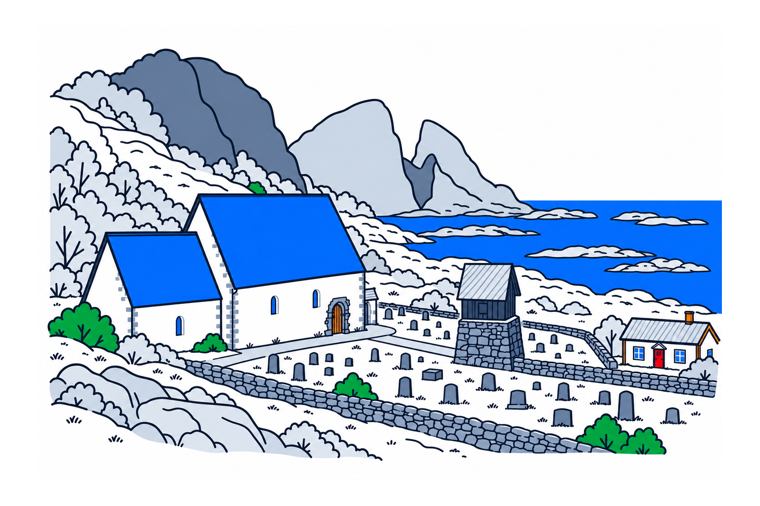 SamfunnPrep illustration showing Kinn kyrkje.