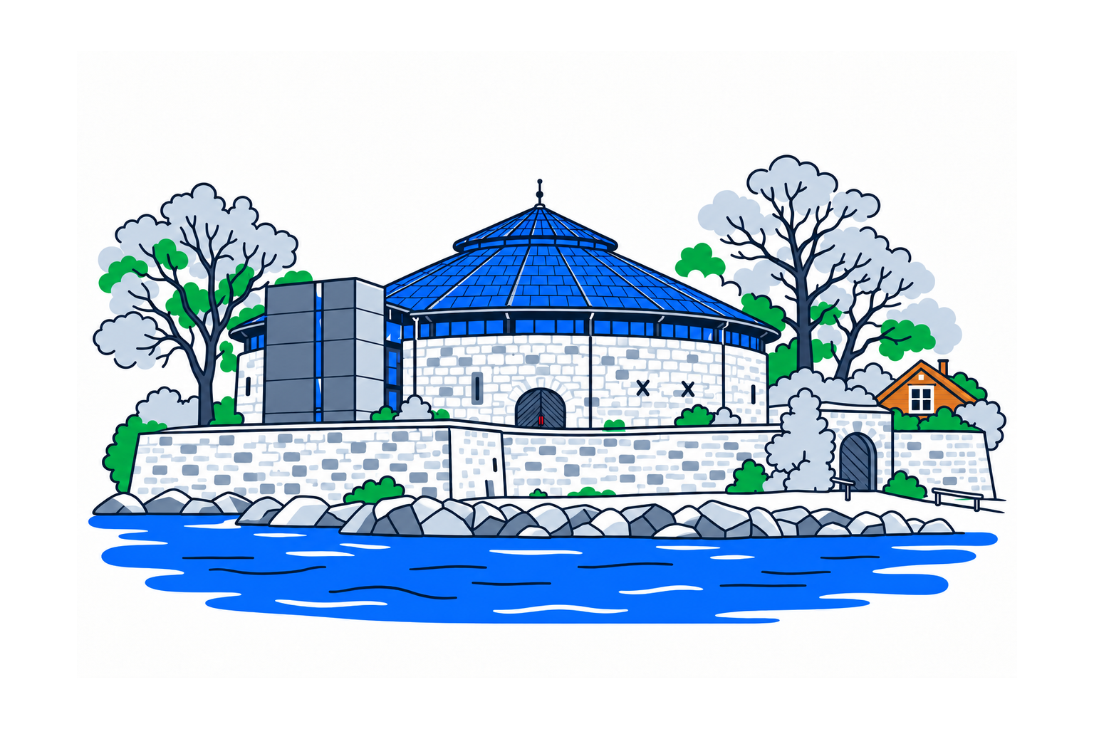 SamfunnPrep illustration showing Christiansholm festning.