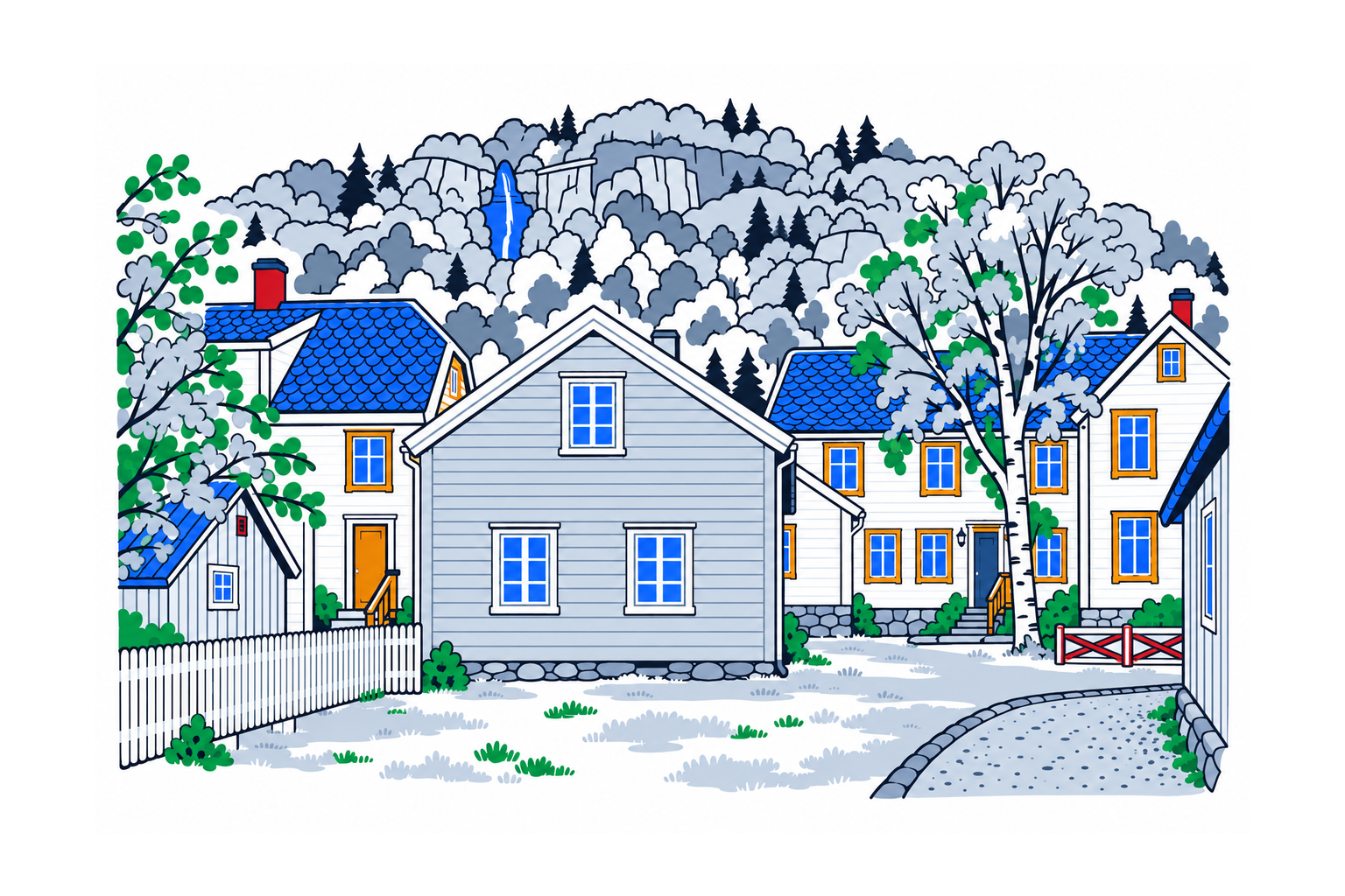 SamfunnPrep illustration showing Gamle Lærdalsøyri.