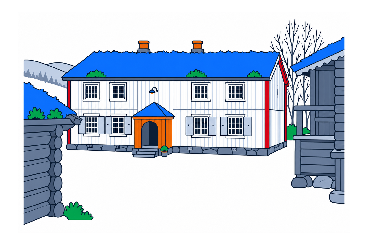 SamfunnPrep illustration: Bull-museet, Rendalen. The former parsonage that houses Bull-museet.