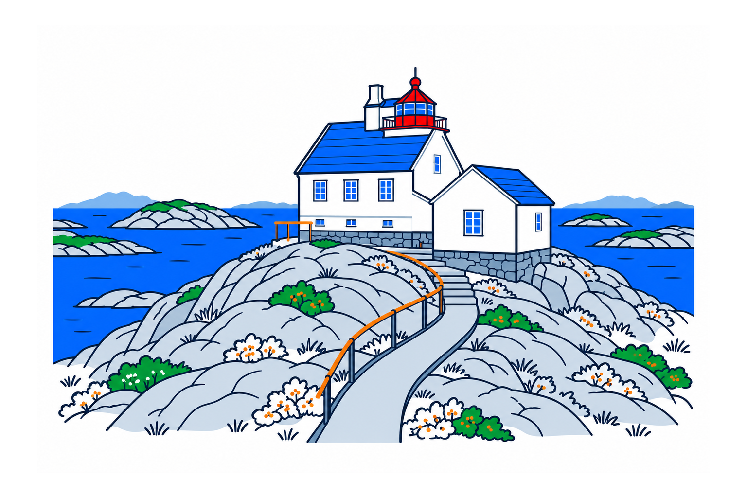 SamfunnPrep illustration of Myken fyr on Jutøya in Rødøy