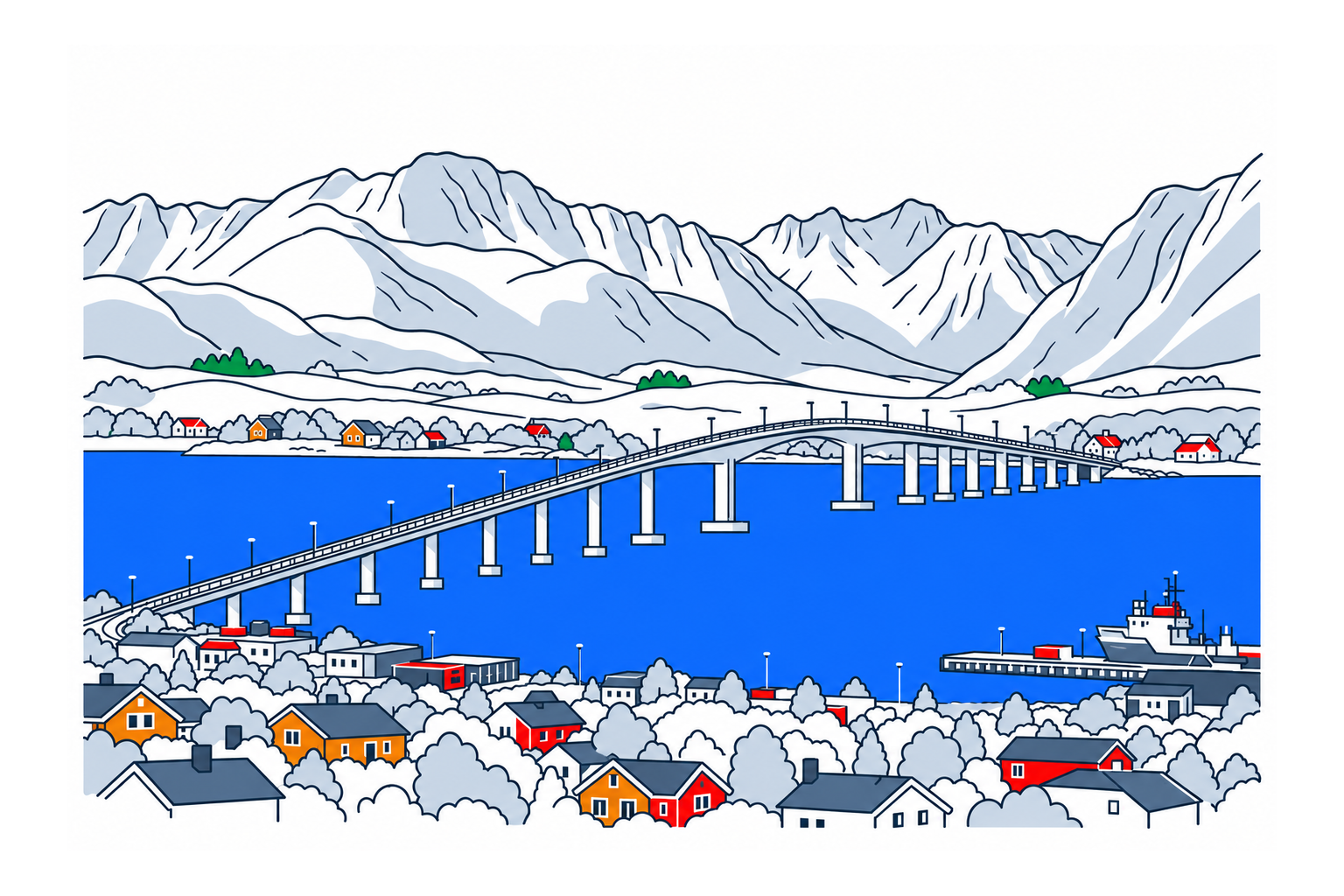 SamfunnPrep illustration of Sortlandsbrua crossing Sortlandssundet