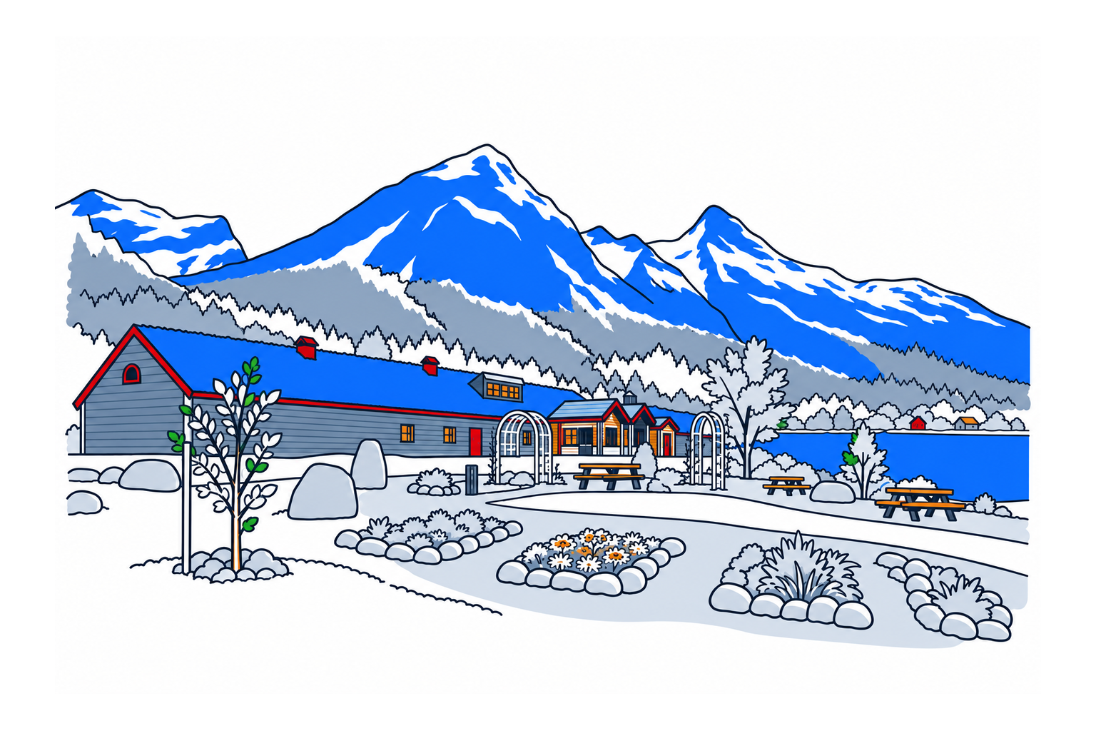 SamfunnPrep illustration showing Jostedalsbreen nasjonalparksenter.