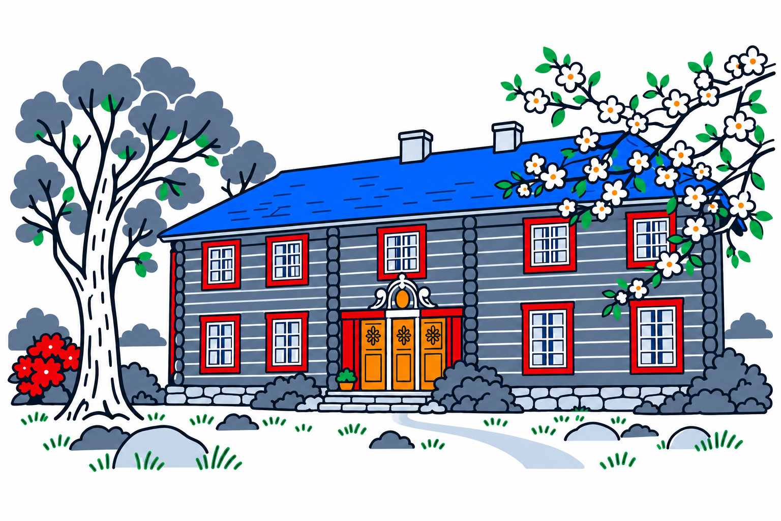 SamfunnPrep illustration of Sunndal bygdemuseum at Leikvin, showing traditional museum buildings in the valley's cultural landscape.