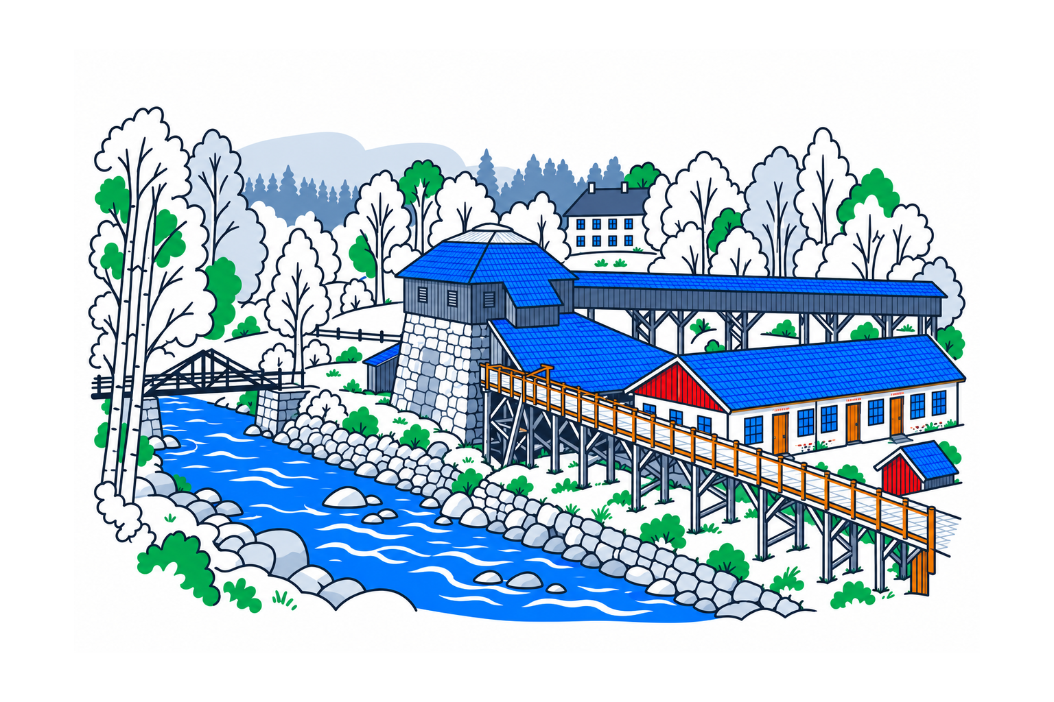 SamfunnPrep illustration showing Næs Jernverksmuseum.