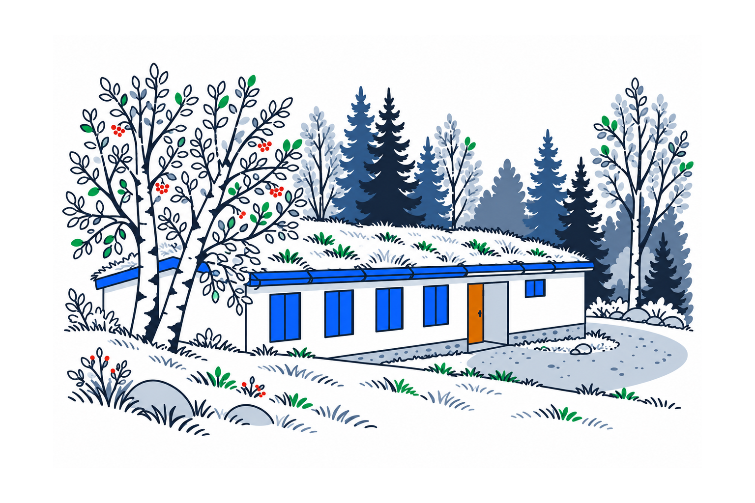 SamfunnPrep illustration of Aarflotmuseet at Ekset in Volda, showing the historical museum building associated with Sivert Aarflot's printing work.
